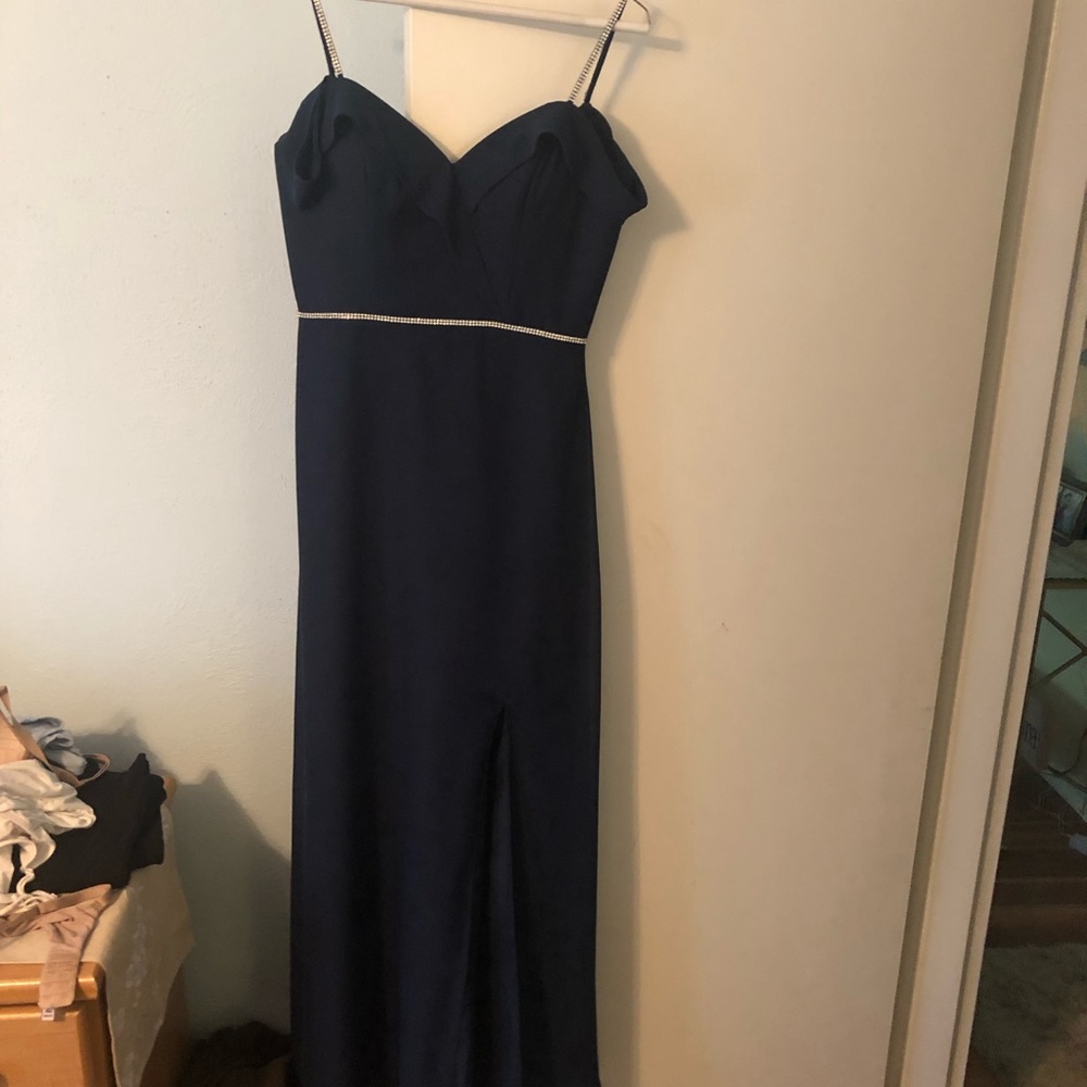 Christina Wu floor length navy dress